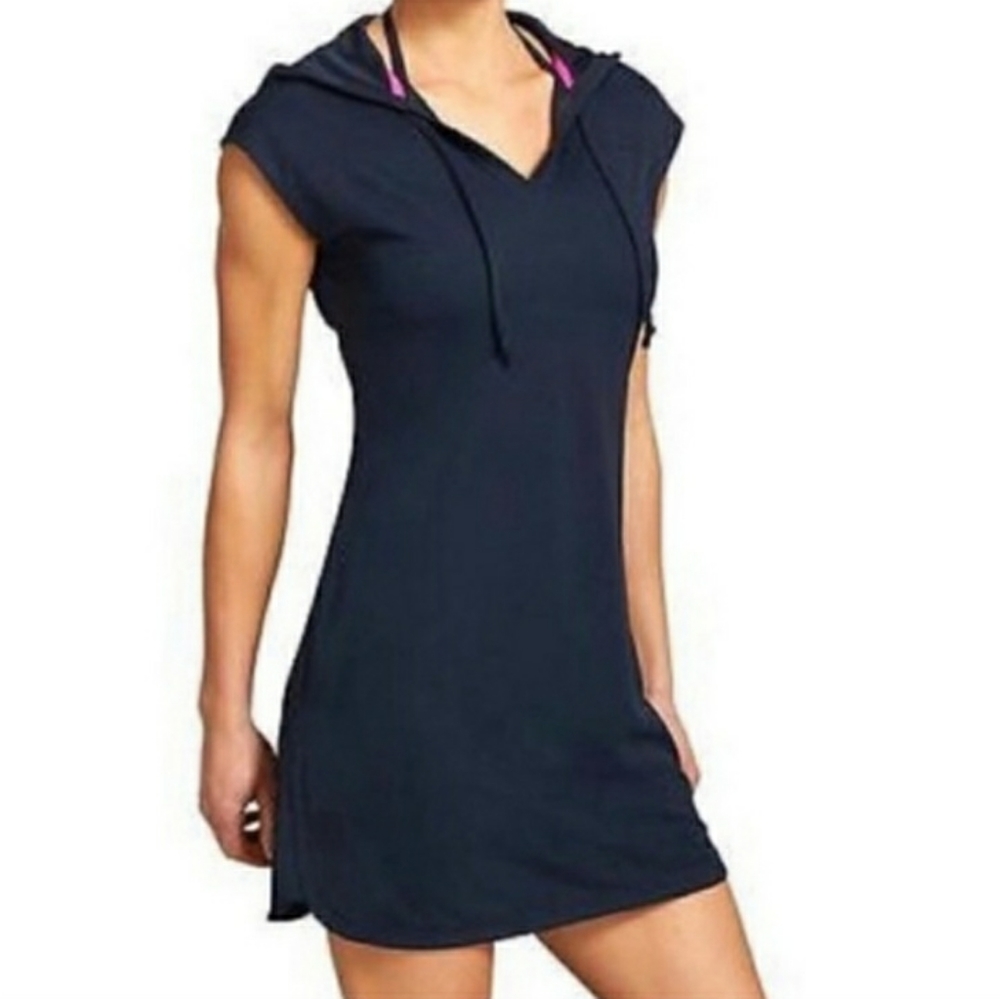 Athleta Navy Wick It Hooded Swim Cover Up